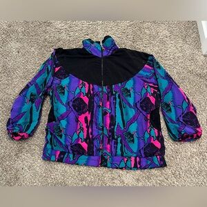 Vintage 90s multicolored zip up athletic wear windbreaker jacket size M